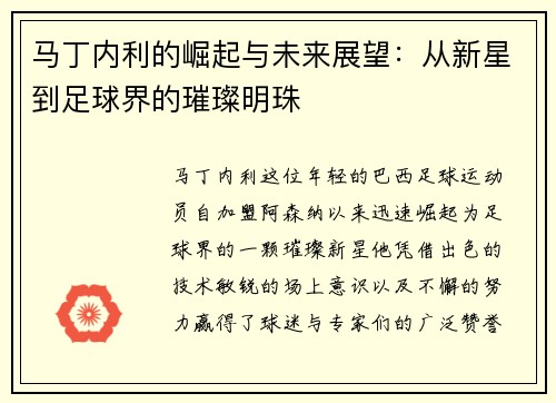 马丁内利的崛起与未来展望：从新星到足球界的璀璨明珠